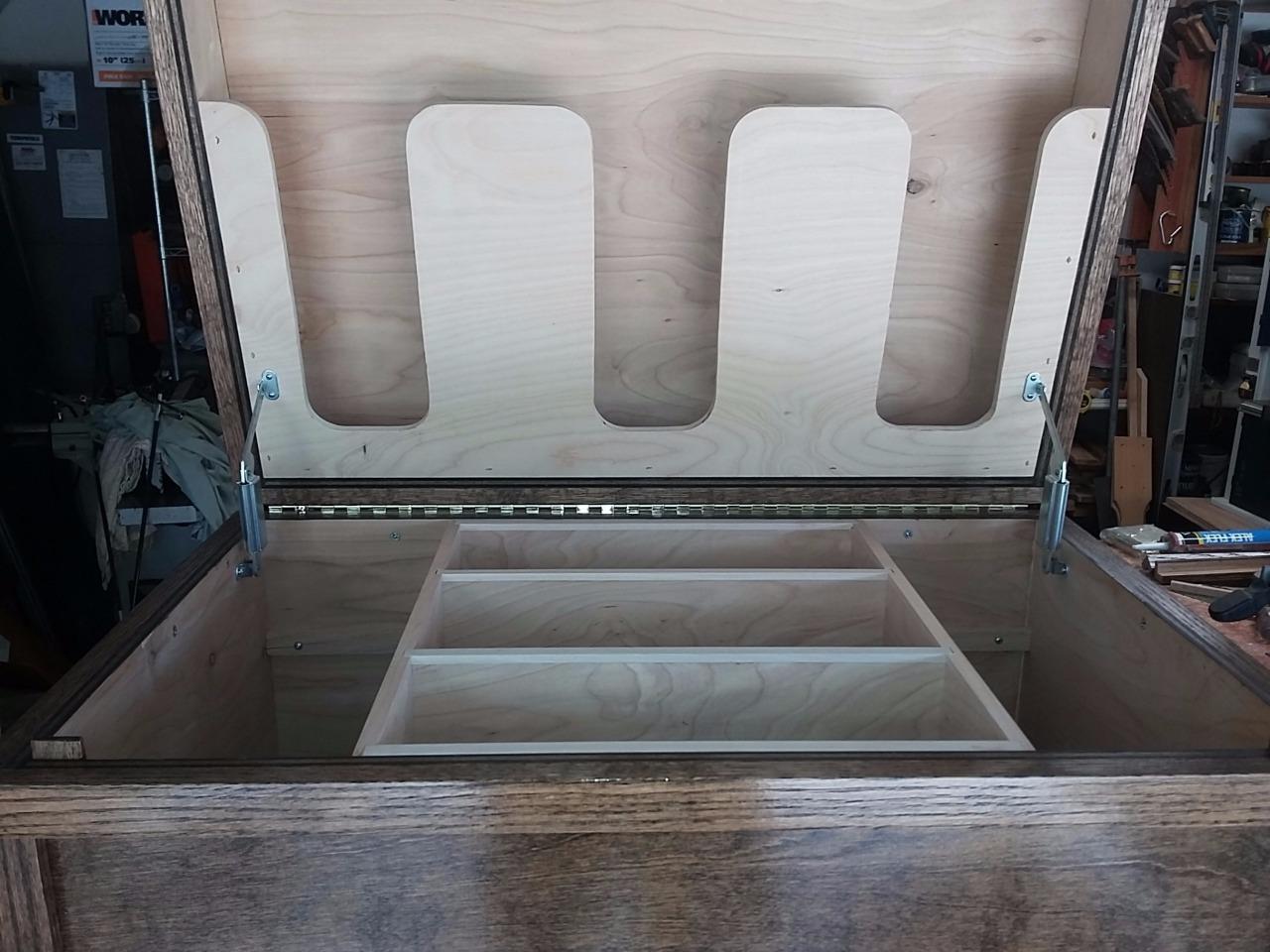 Tack Trunk w/bandage lid, brush tray/ stained dark walnut, Free Shipping!