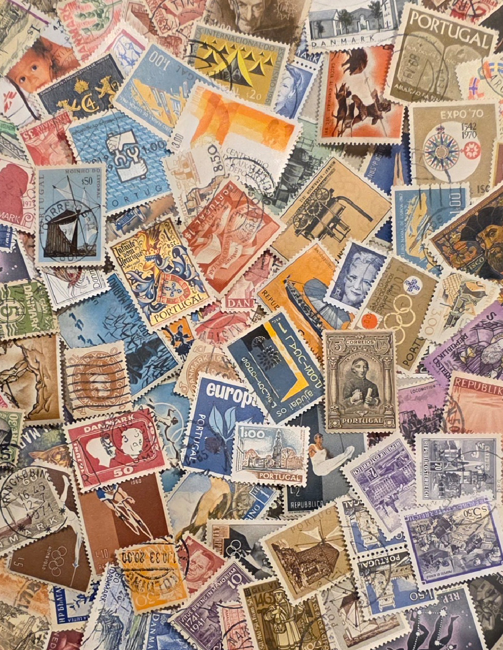 Worldwide Stamp Collection Lot (1000) - Mixed Vintage - Used Off Paper and MNH