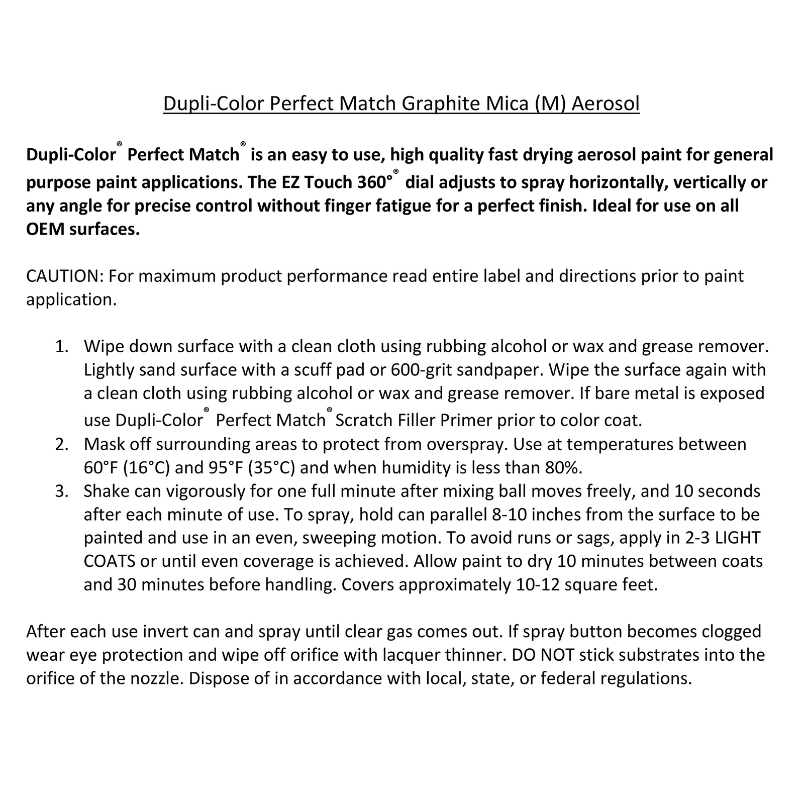 Dupli-Color EBMZ11607 Perfect Match Automotive Spray Paint - Mazda Graphite...