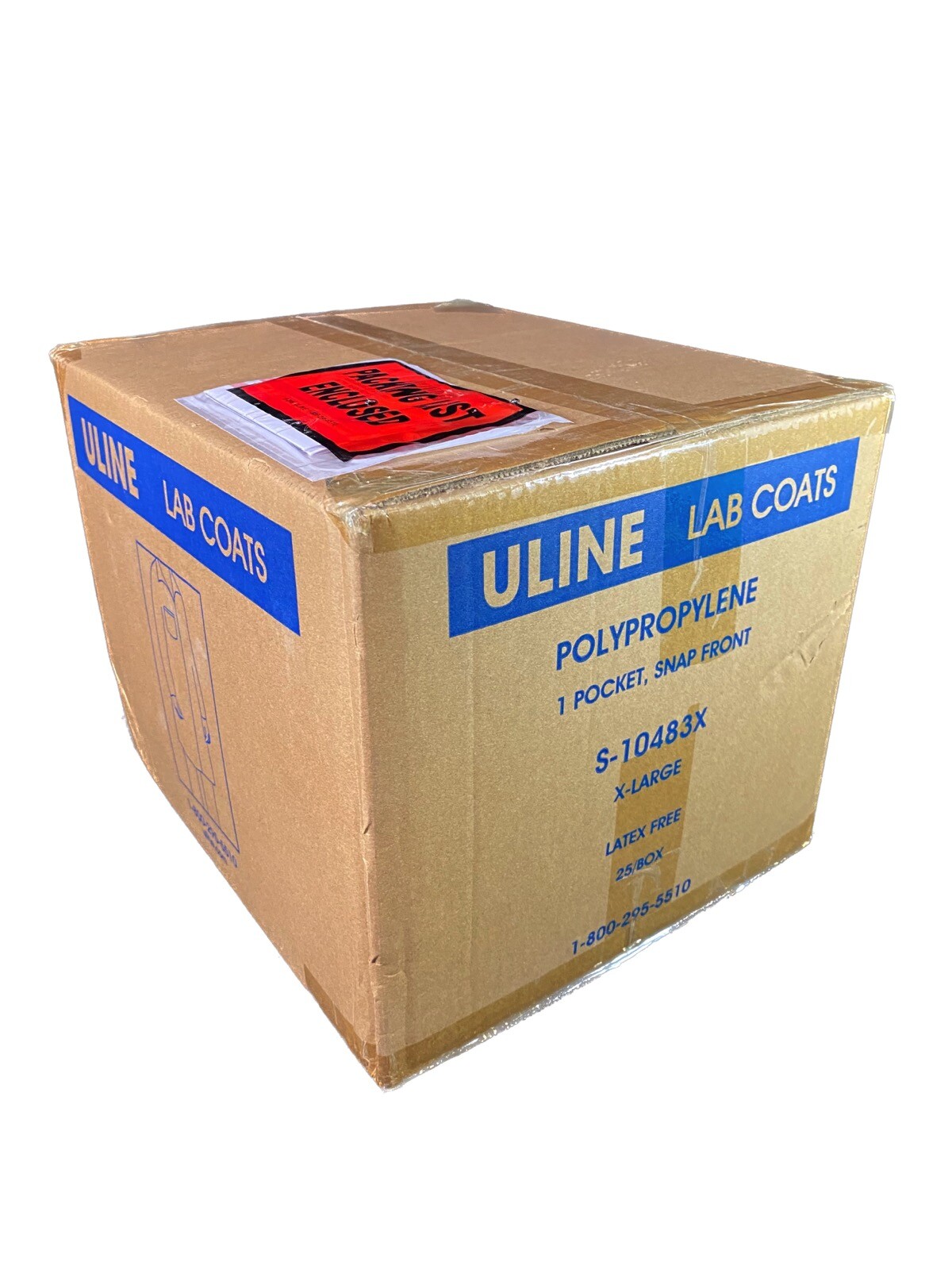 ULINE Economy Lab Coat 1 Pocket Snap Front XL Polypropylene S-10483X (25/cs)