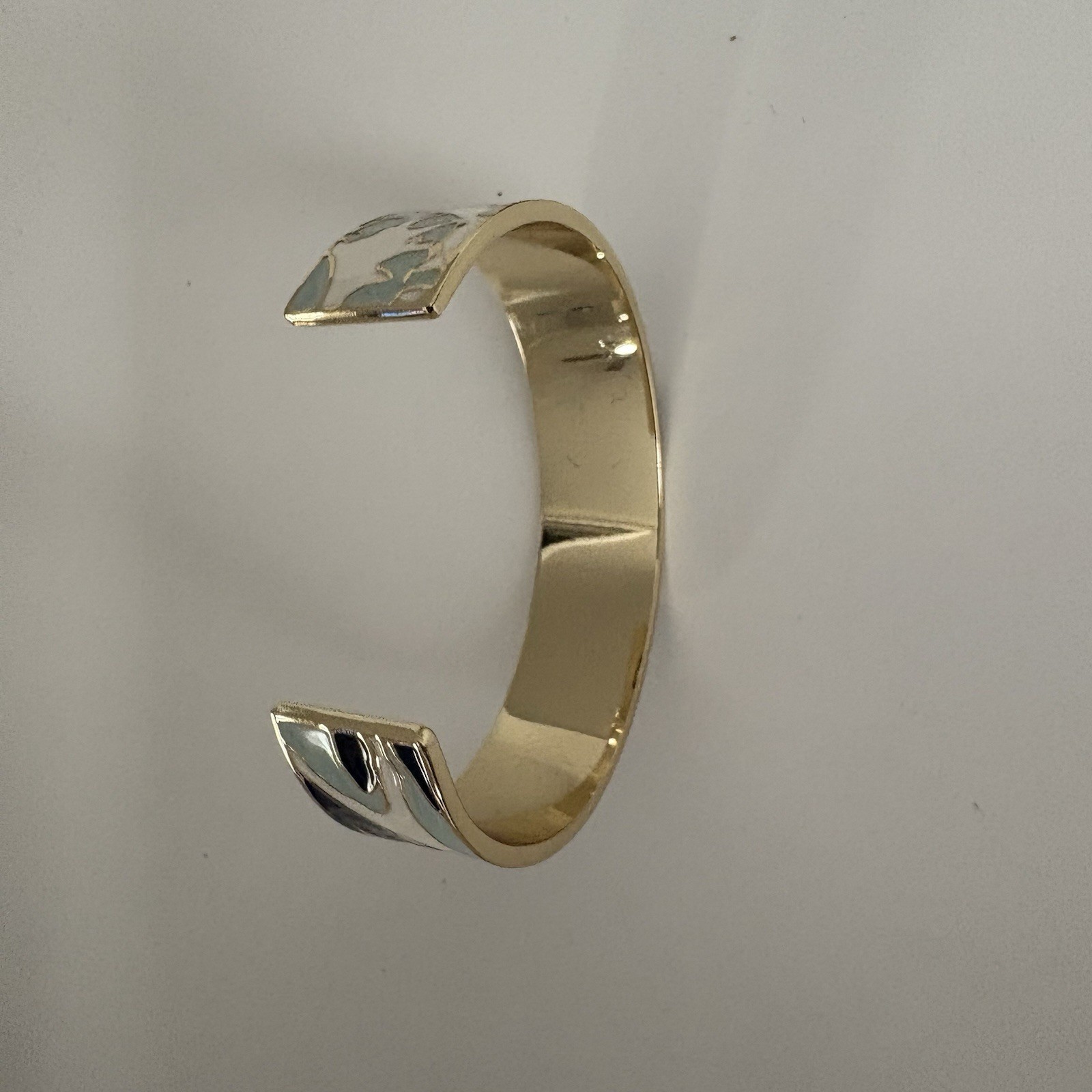 Hokusai Great Wave Brass and Resin Bangle Bracelet Pre-Owned