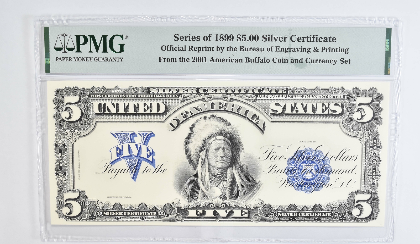 $5 $5.00 Indian Chief 1899 BEP Intaglio Banknote PMG Specimen