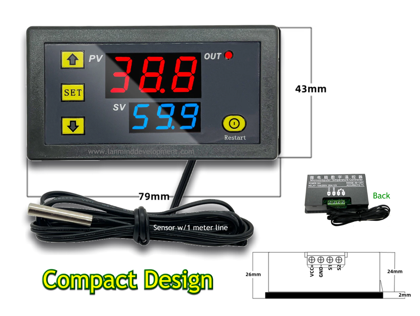 W3230 110-220V High Precision Digital Temperature Controller Thermostat -50~120℃