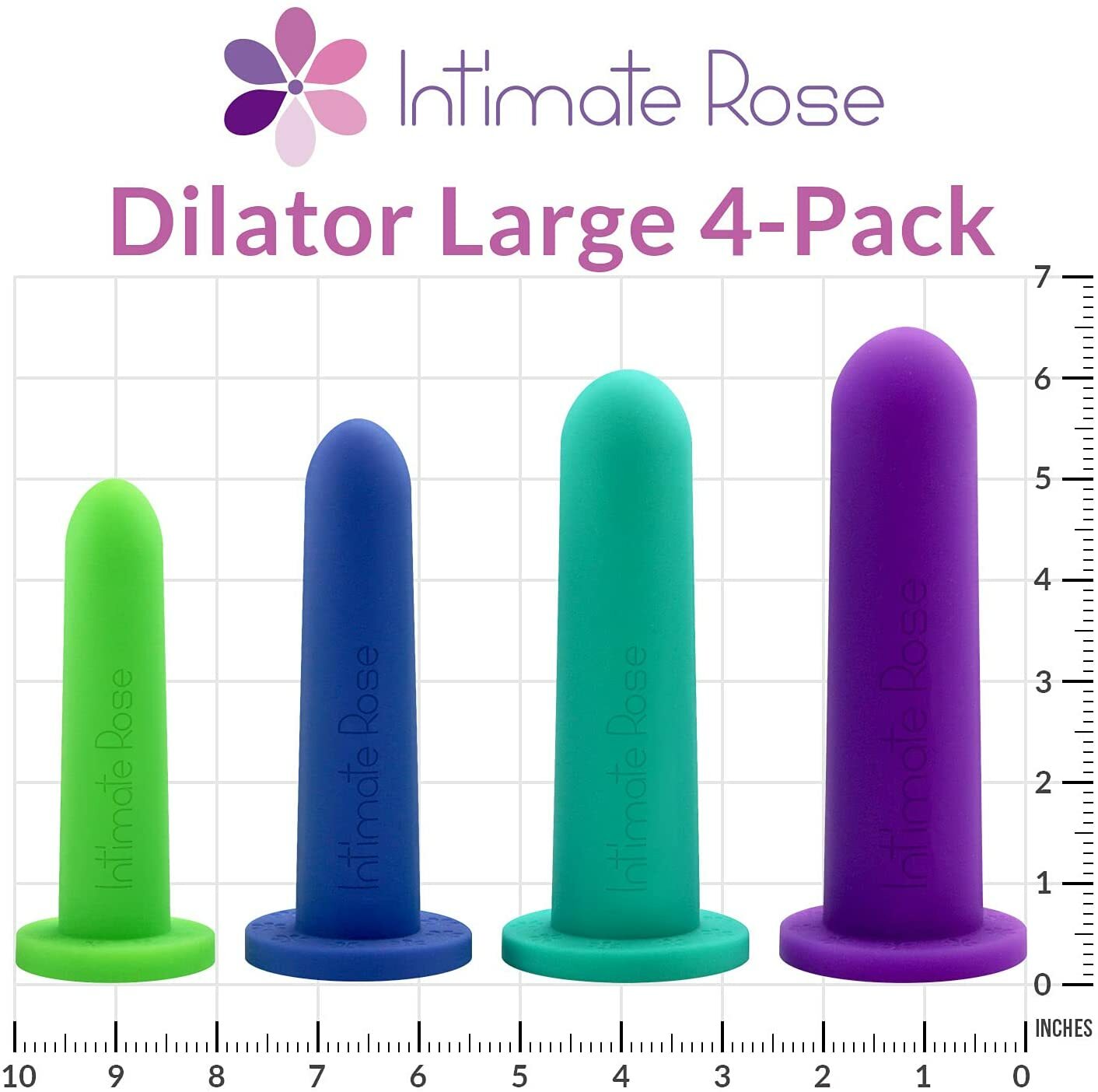 Intimate Rose Large 4-Pack Silicone Dilators for Women & Men, Sizes 5-8