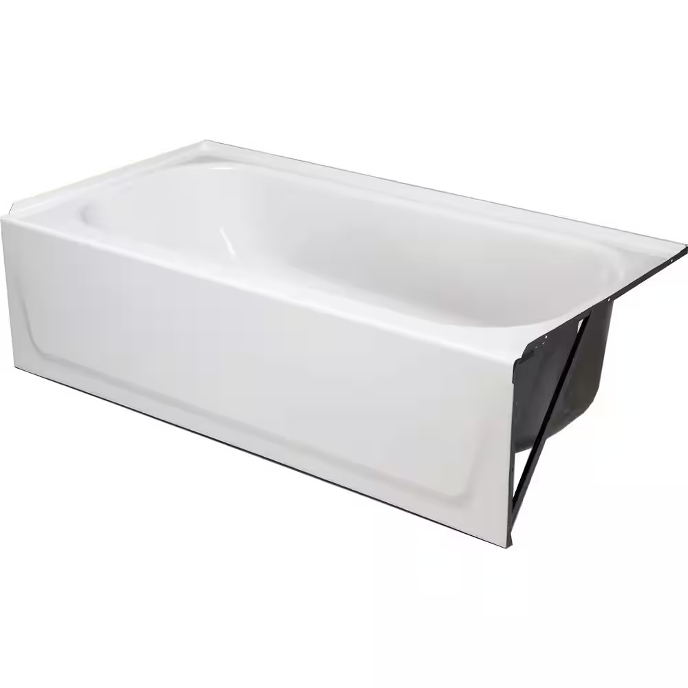 Bootz Aloha 60x30 Alcove Soaking Bathtub Right Drain White Steel Tub 011-3364
