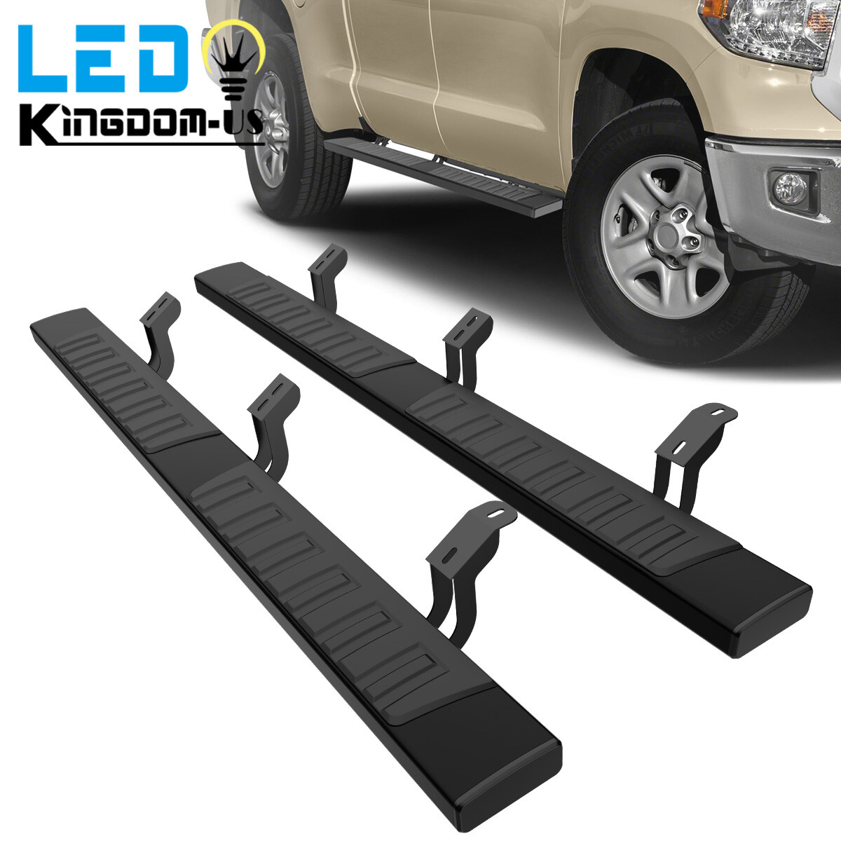 for 2007-2021 Toyota Tundra Double Cab 6" Running Boards Nerf Bars Side Step BLK