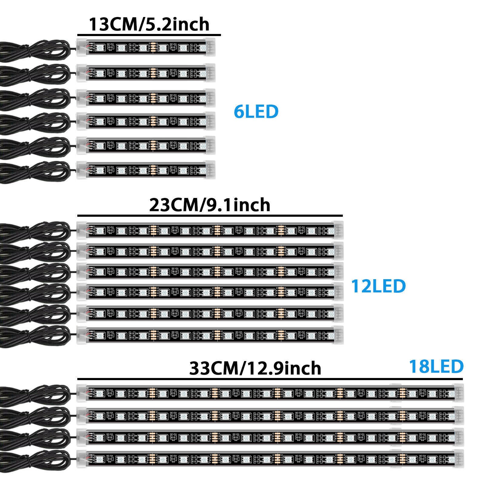 16PC RGB Bluetooth Motorcycle LED Light Under Glow Neon Strip Remote Control Kit