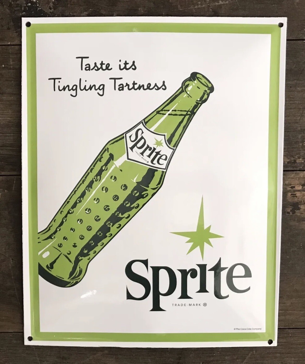 SPRITE "Taste It's Tingling Tartness" Porcelain Steel Soda Sign, 16” × 13”