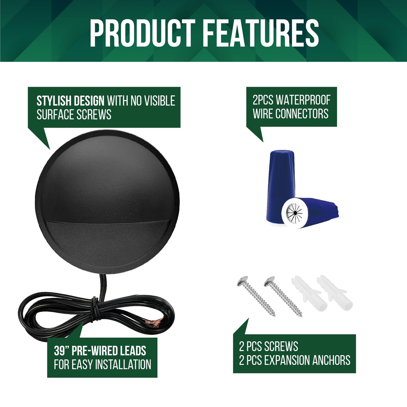 GKOLED 12 Pack Low Voltage LED Deck 12 Pack, Standard Size (Surface Mounted)