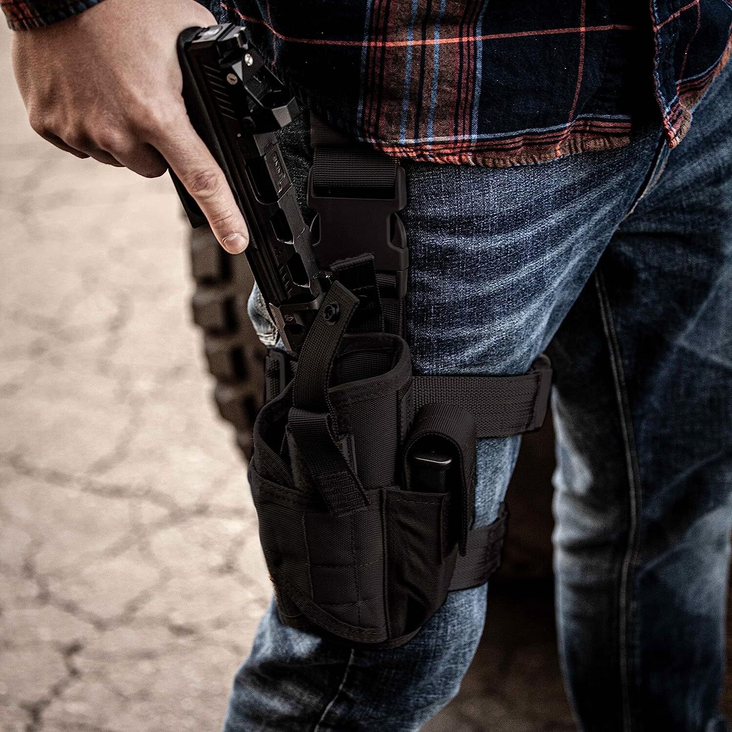 Military Drop Leg Holster Tactical Thigh Pistol Gun Pouch Right Hand Adjustable