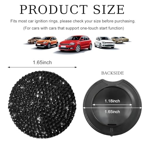 Car Start Stop Button Cover, Anti-Scratch Bling Push Start Button Black