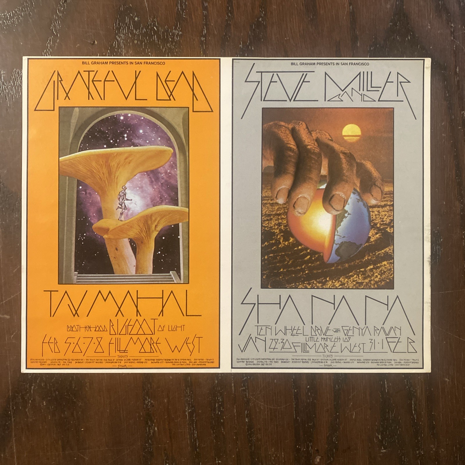 GRATEFUL DEAD STEVE MILLER FILLMORE Double Postcard Singer 1970 BG 214-216