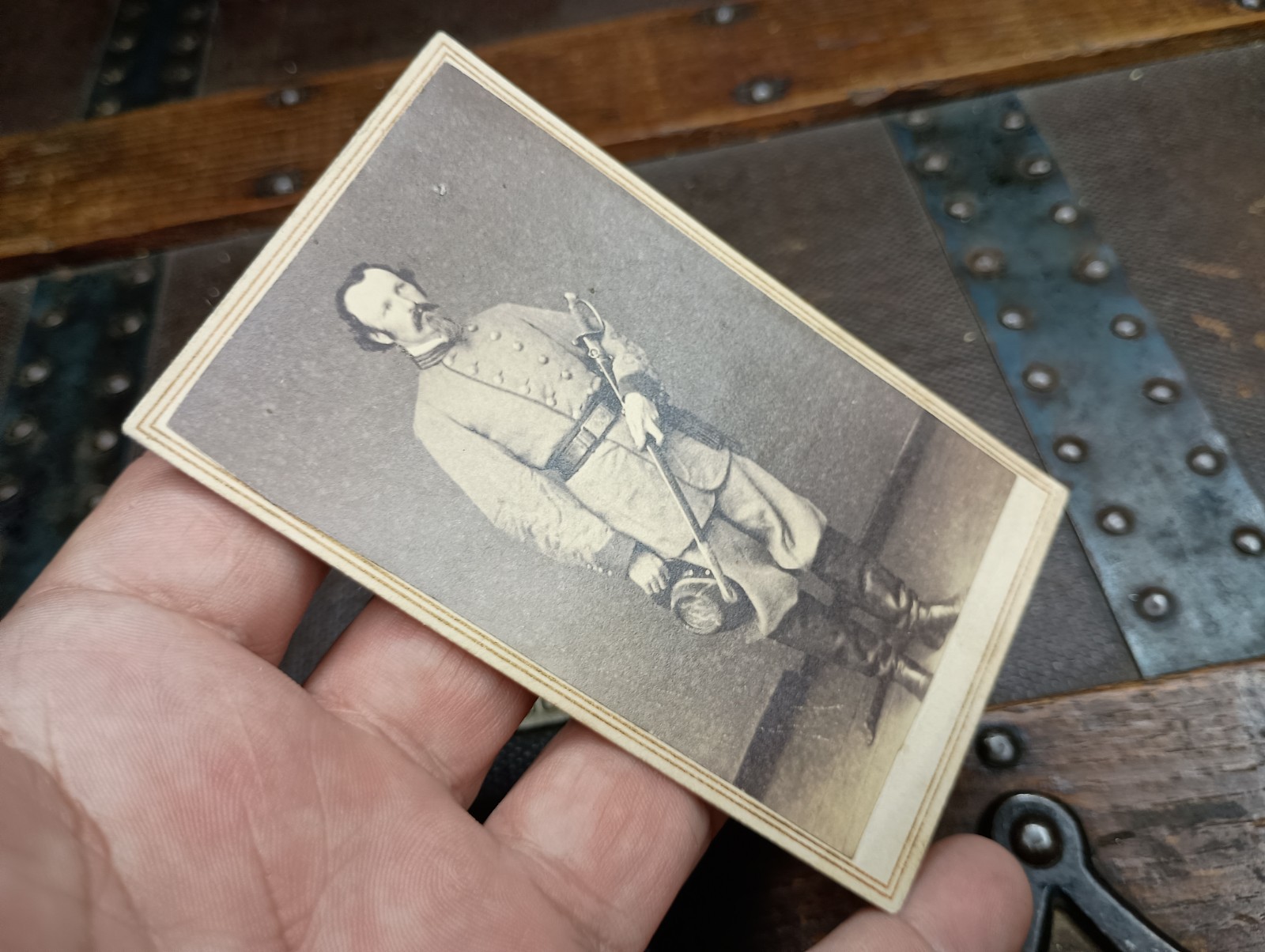 RARE CDV CONFEDERATE Captain W/ Sword South Carolina Photographer Cooley/Becket