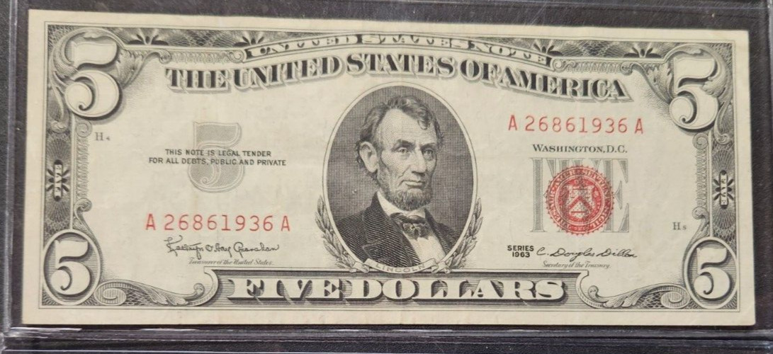 U.S. Bills starter lot $5.00 red seal, $2.00 red seal, silver cert., unc. $2.00