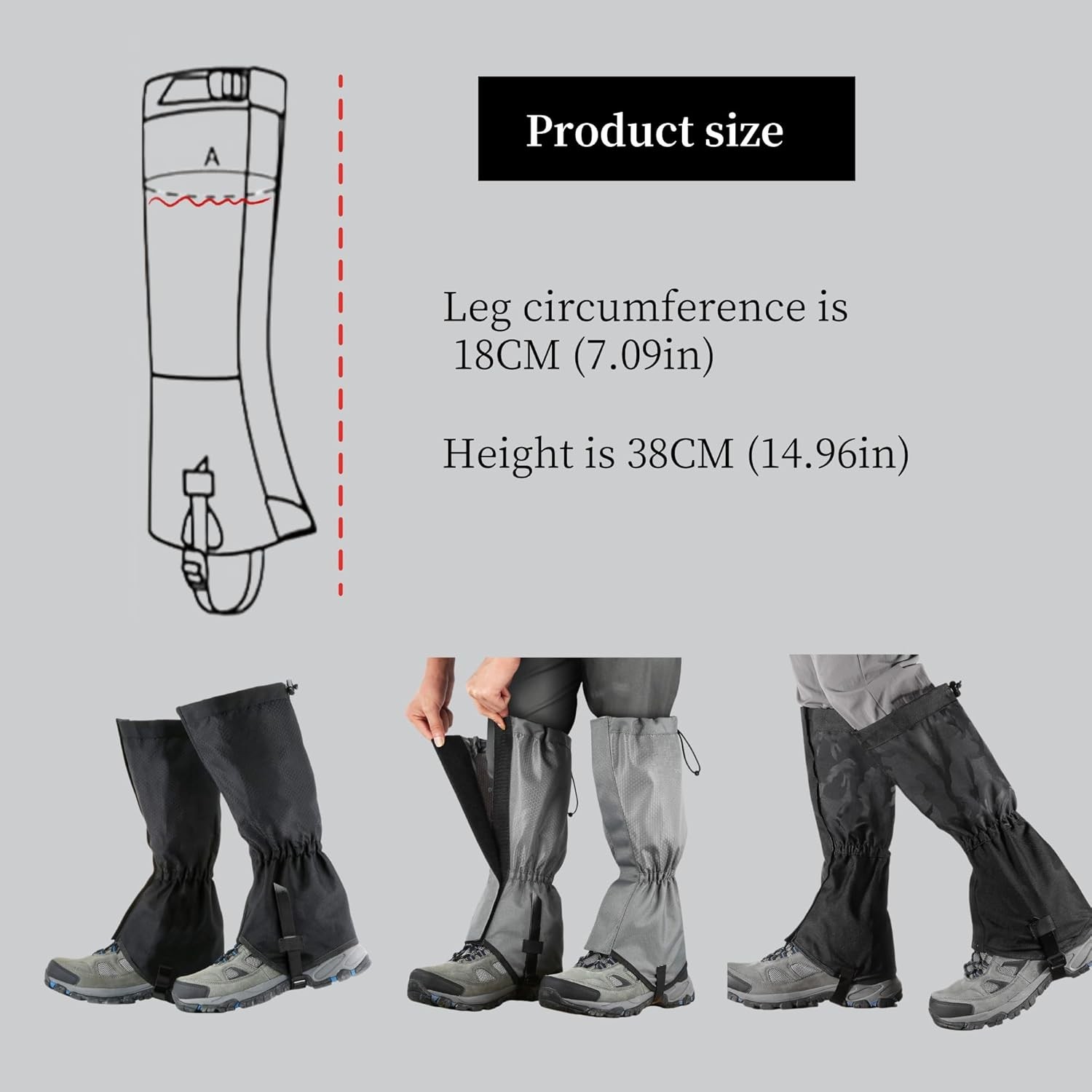 Adjustable Leg Gaiters for Men Women,Snow Boot Guard Gators,Shoe Gaiters,Waterpr