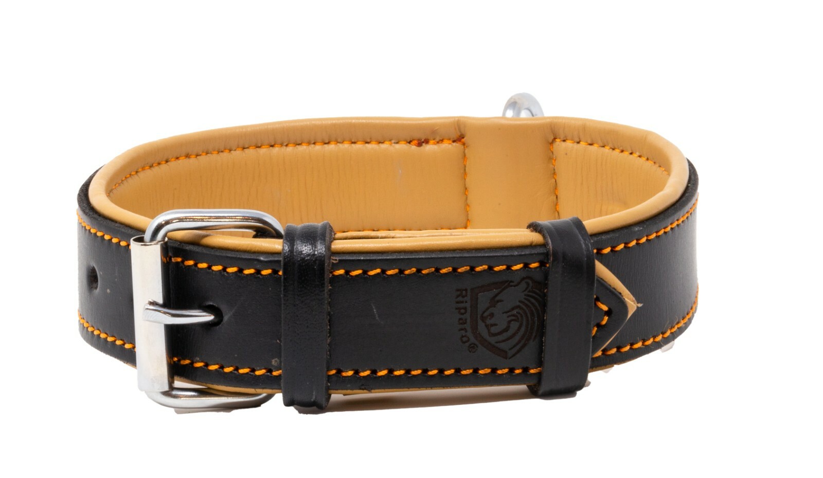 Riparo Genuine Leather Padded Dog Heavy Duty K-9 Adjustable Collar