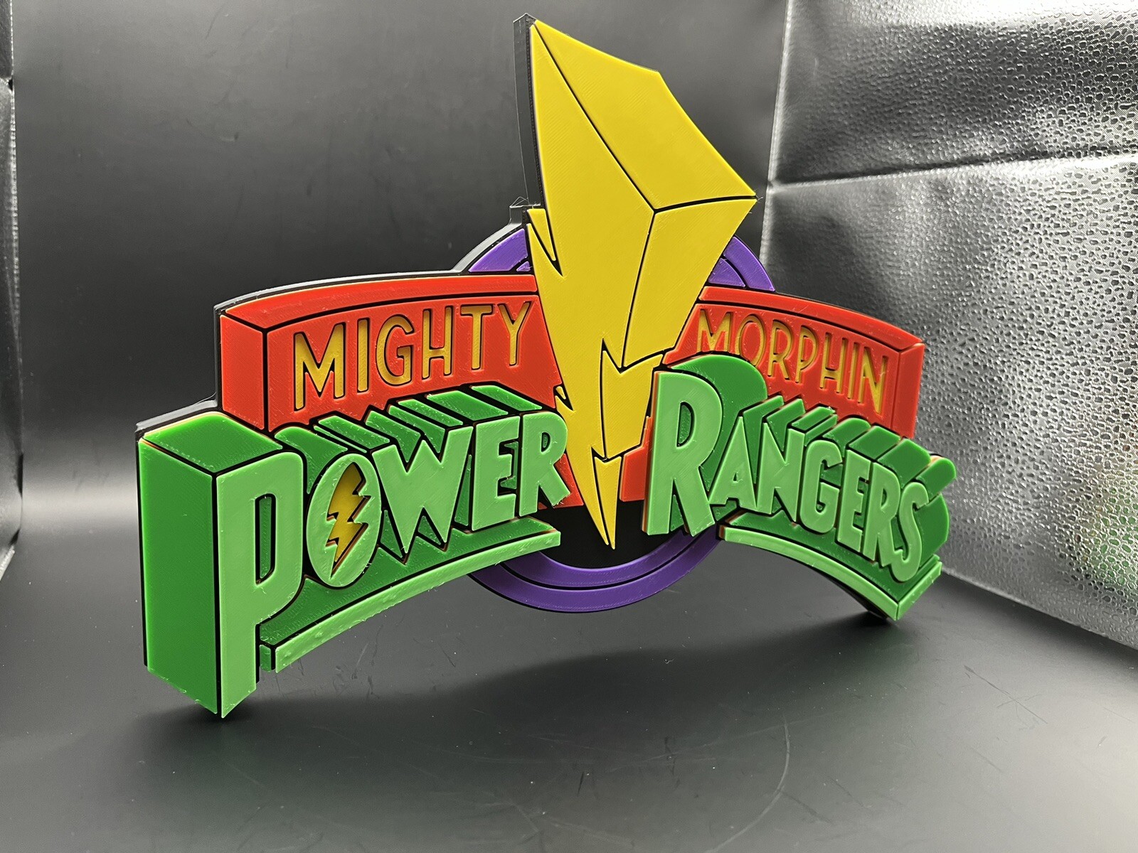Mighty Morphin Power Rangers Logo Sign Display | 3D Wall Desk Shelf Art