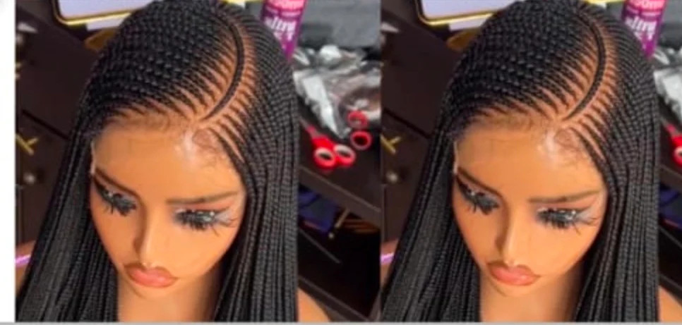 Adomac 051 Black One Curved Synthetic Braided Wig Easy Styling