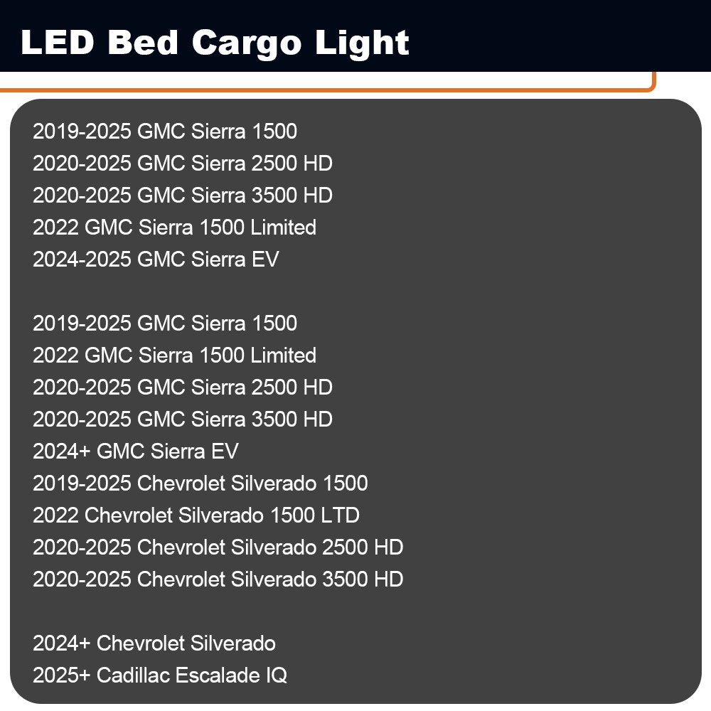 2PCS LED BED CARGO LIGHT FOR CHEVROLET SILVERADO GMC SIERRA 1500 2500 19-25