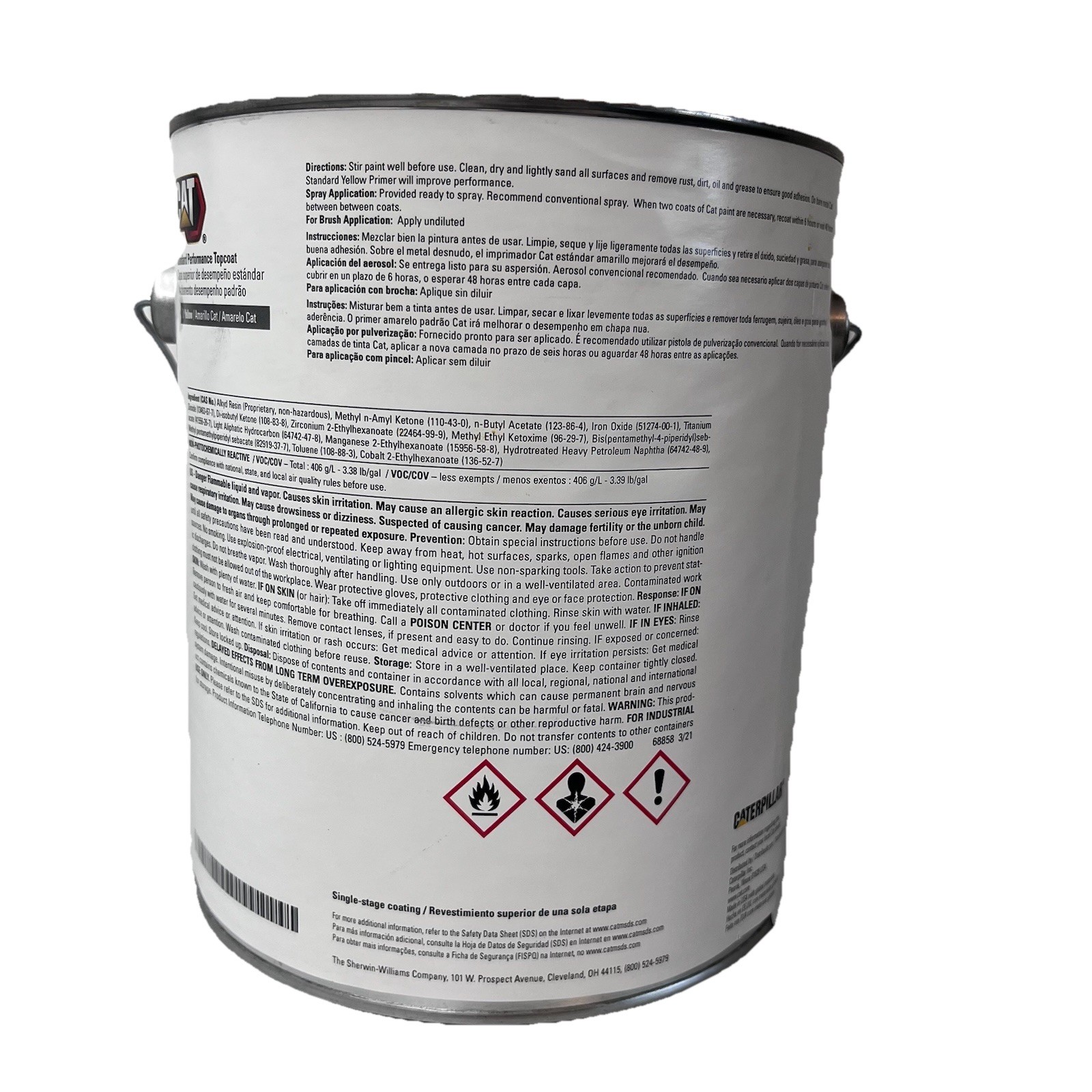Genuine Cat Yellow Topcoat 1 Gallon 590-0198 Caterpillar Equipment Paint Amarelo
