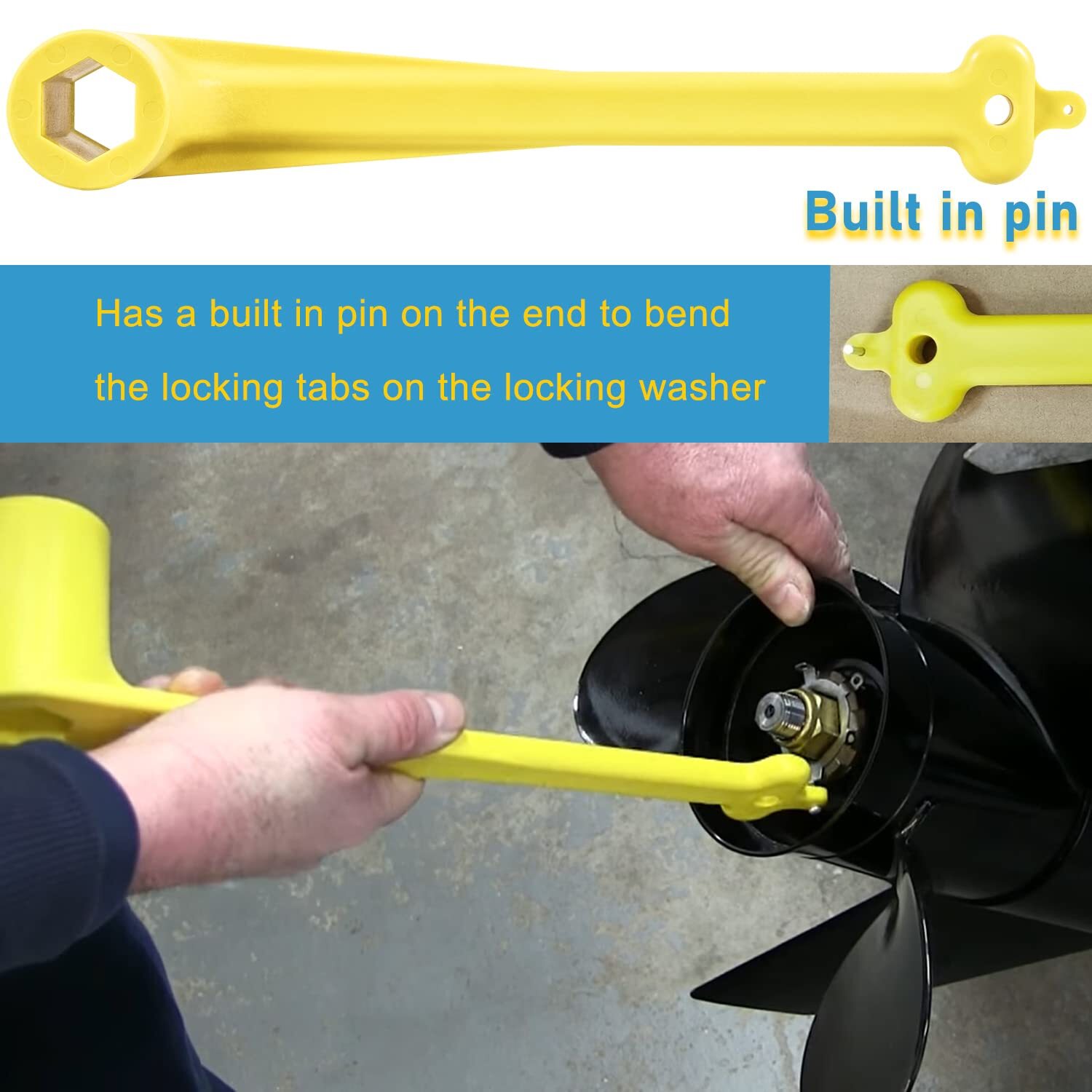 For Mercury Prop Wrench 1-1/16" Nut Wrench Alpha One Yellow - 859046Q4