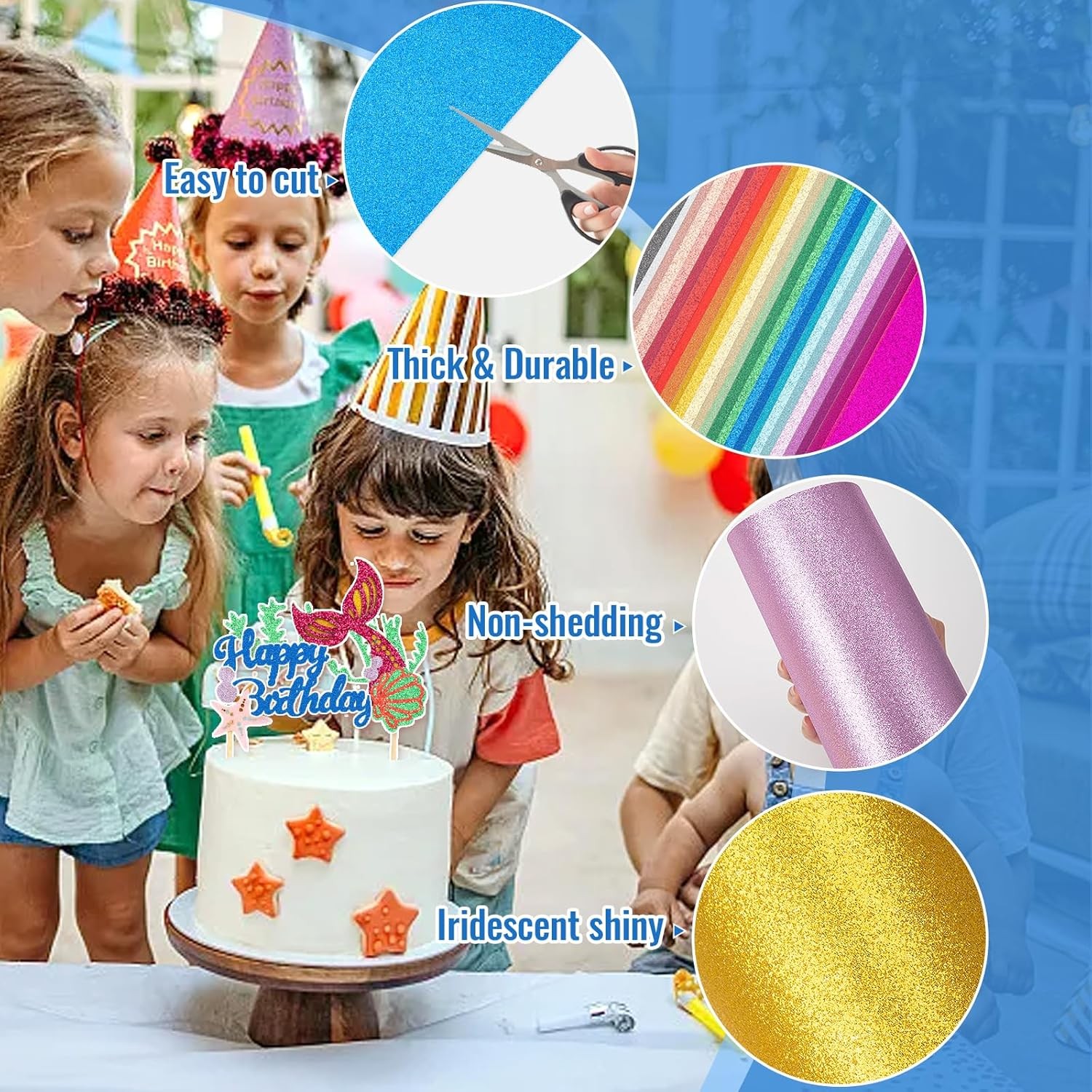 30 Pack Glitter Cardstock Paper Sheets, 30 Colors 6×8inch Shimmering Paper 250g