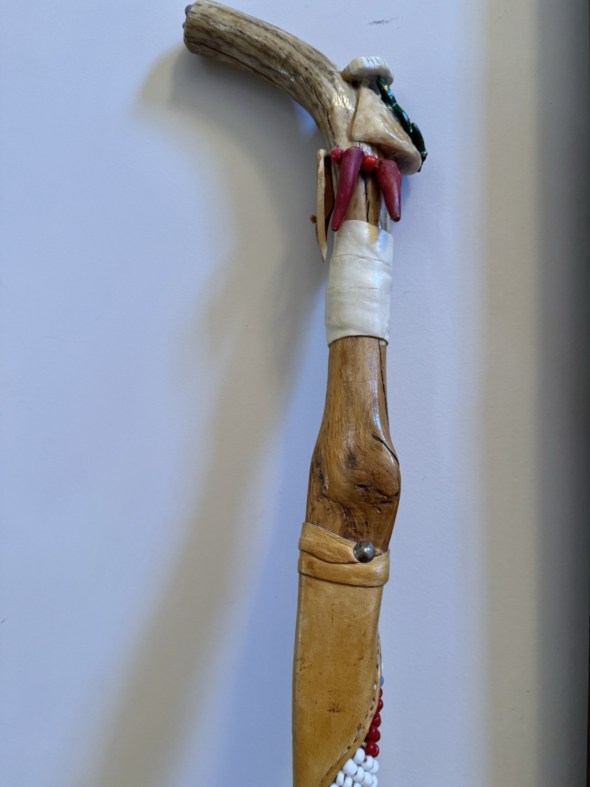 Vintage Handmade Unique Rare Indian Walking Cane Menominee Indian Tribe 41” Long