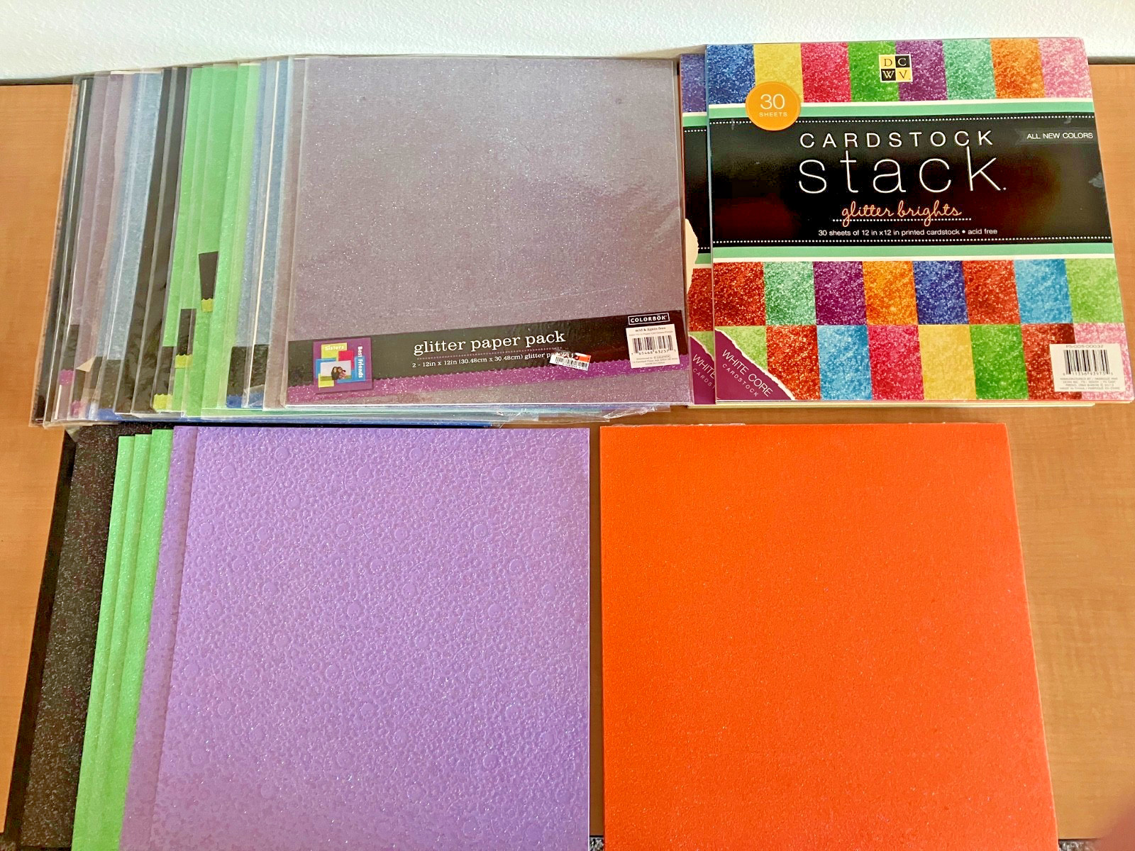 Huge Lot 12x12 Scrapbook Glitter Paper Mixed Colors 118 Pages 6 Pounds 13 Ounces