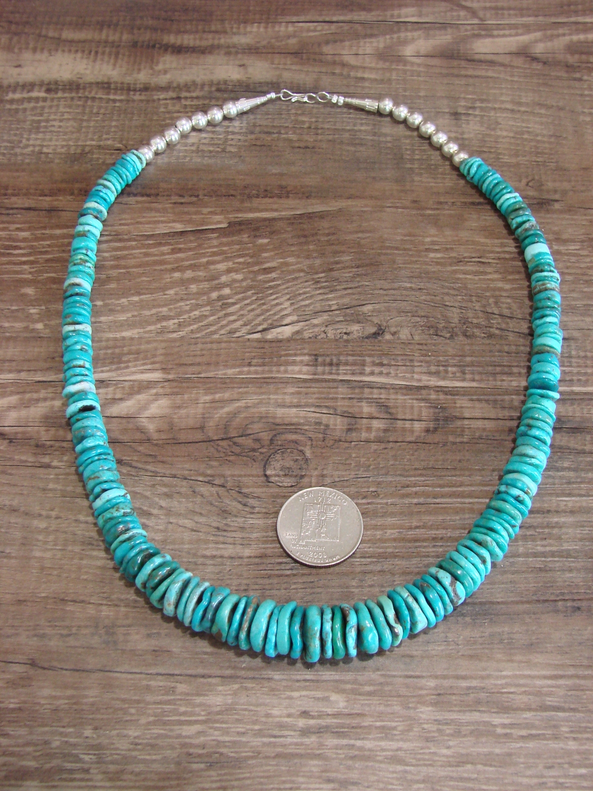 Native American 21" Sterling Silver & Royal Blue Turquoise Necklace by John