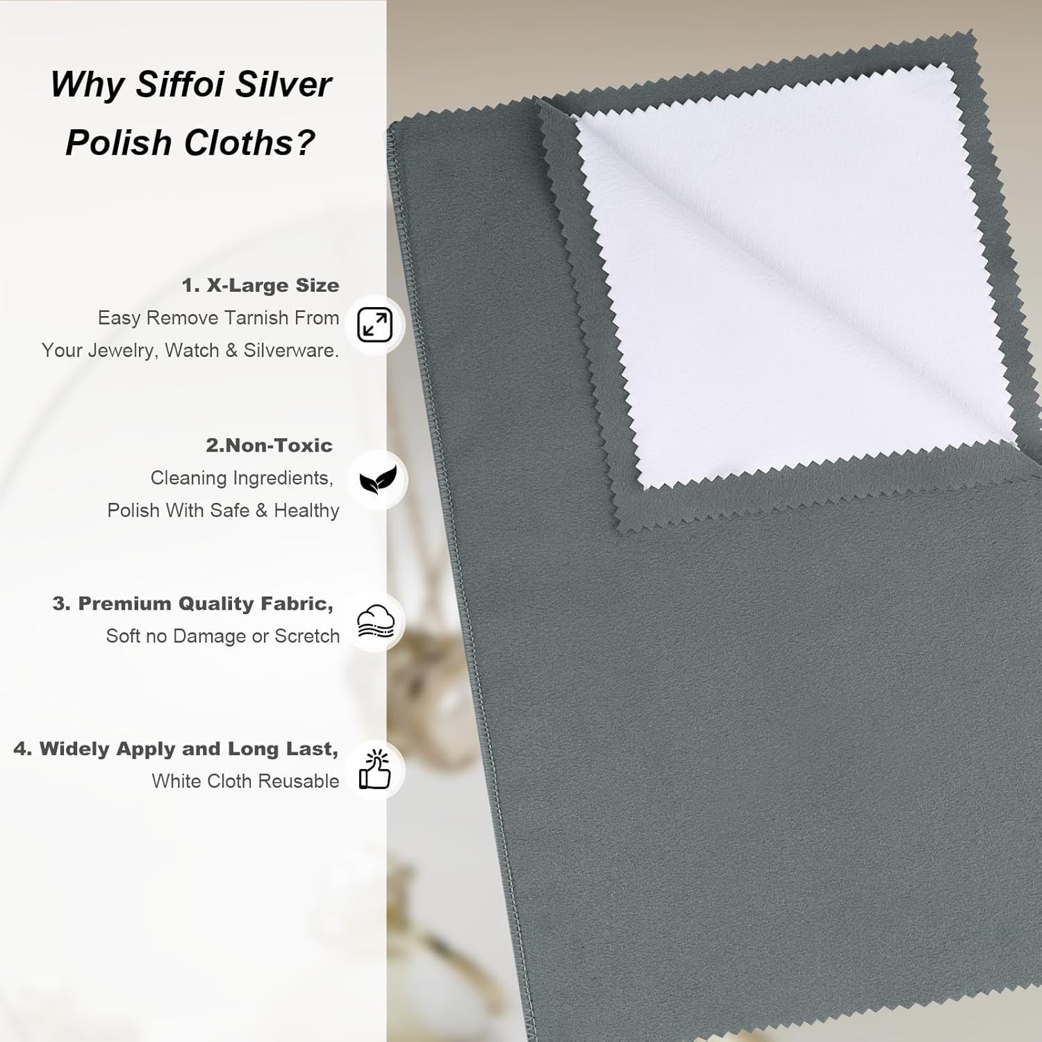 2 Pack XL 14x11" Silver Polishing Cloths – Clean 925 Silver, Gold Jewelry