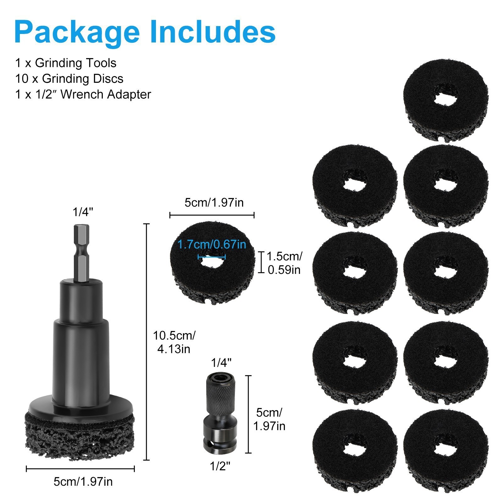 12in1 Wheel Stud Hub Cleaner Rust Removal Kit  For Brake Disc Polishing Grinding