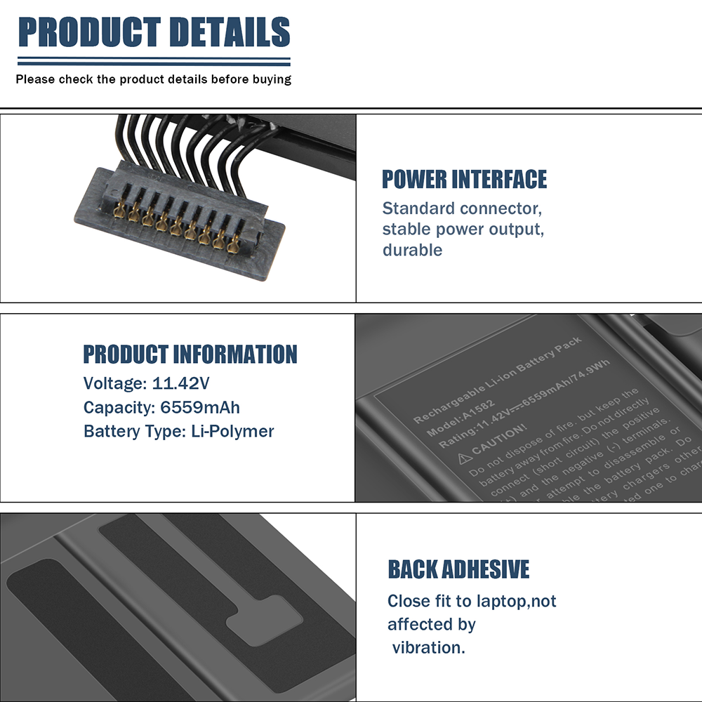 A1582 A1502 Battery for MacBook Pro 13 inch Retina Early 2015 Mid 2014 Late 2013