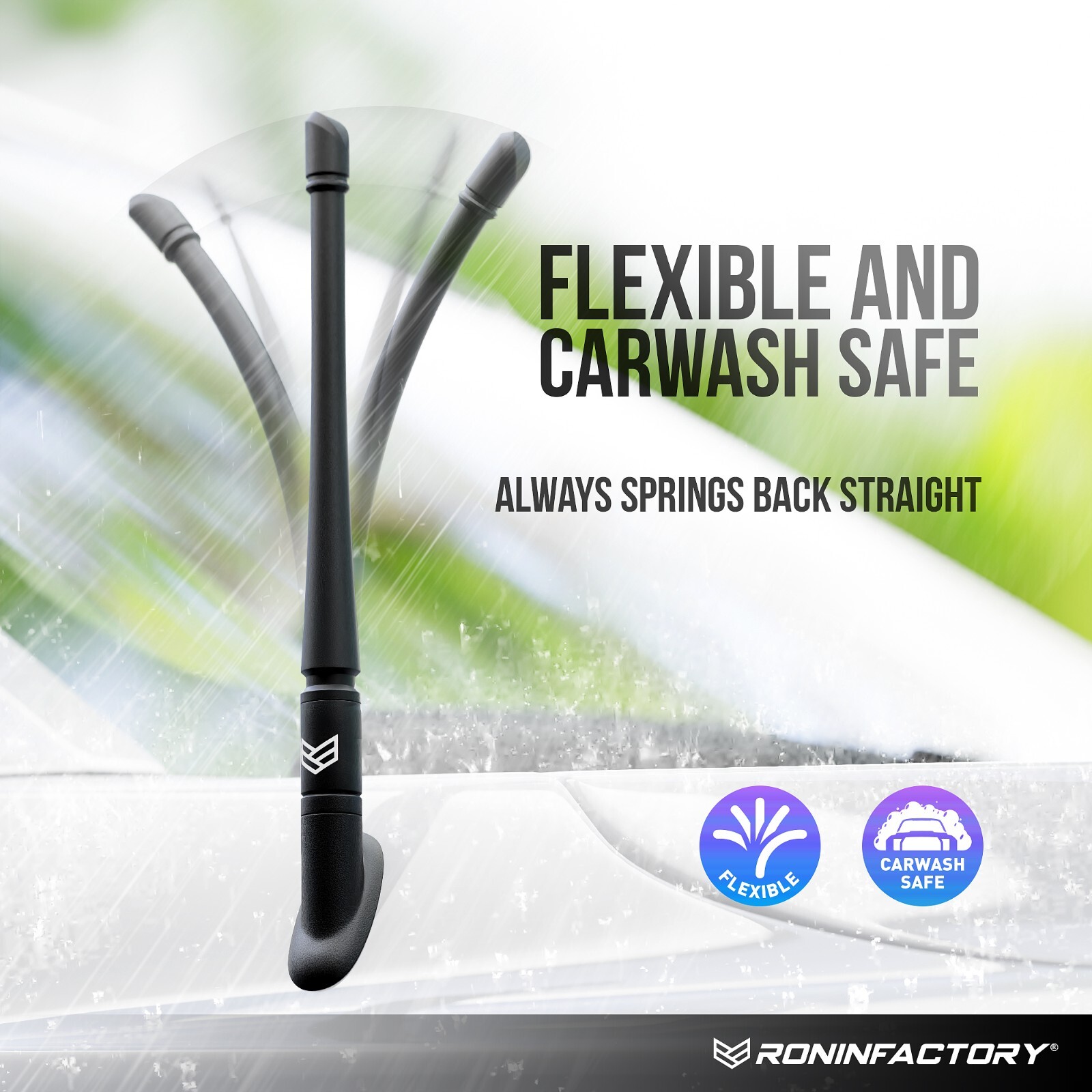 SHORT ANTENNA for CHEVY SILVERADO GMC SIERRA TRUCKS 8 INCH FLEXIBLE - ANTI THEFT