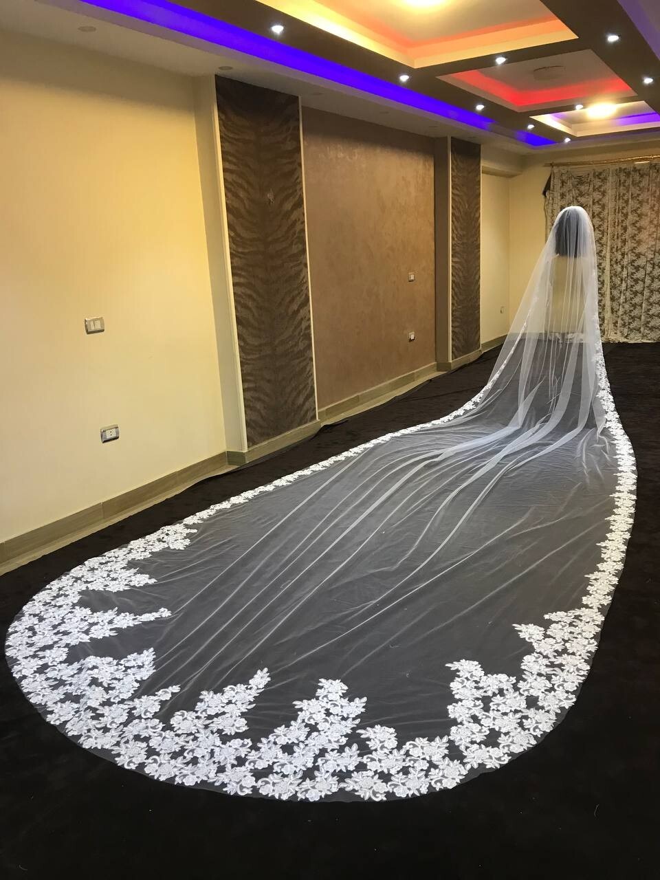 bridal veil lace edge 5 meters length 1 tier Embroidery lace veil