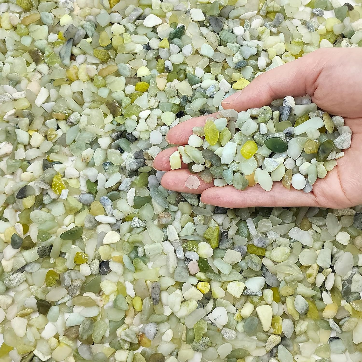 Jade Pebbles for Indoor Plants,1/4 Inch (3-6 MM) Polished Green Pea Gravel Small
