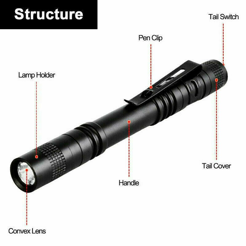 2PCS Mini Small Torch Super Bright LED Flashlight Penlight with Clip Pocket US