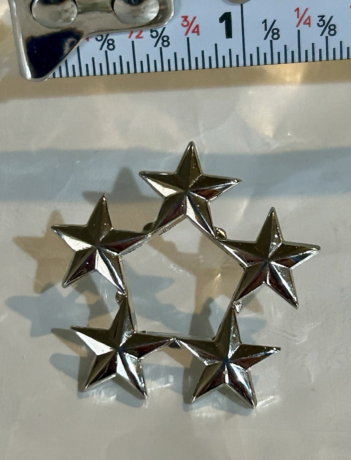 US Military Army Officer 5 Star General Rank Badge Pin Silver Tone Clutch Back