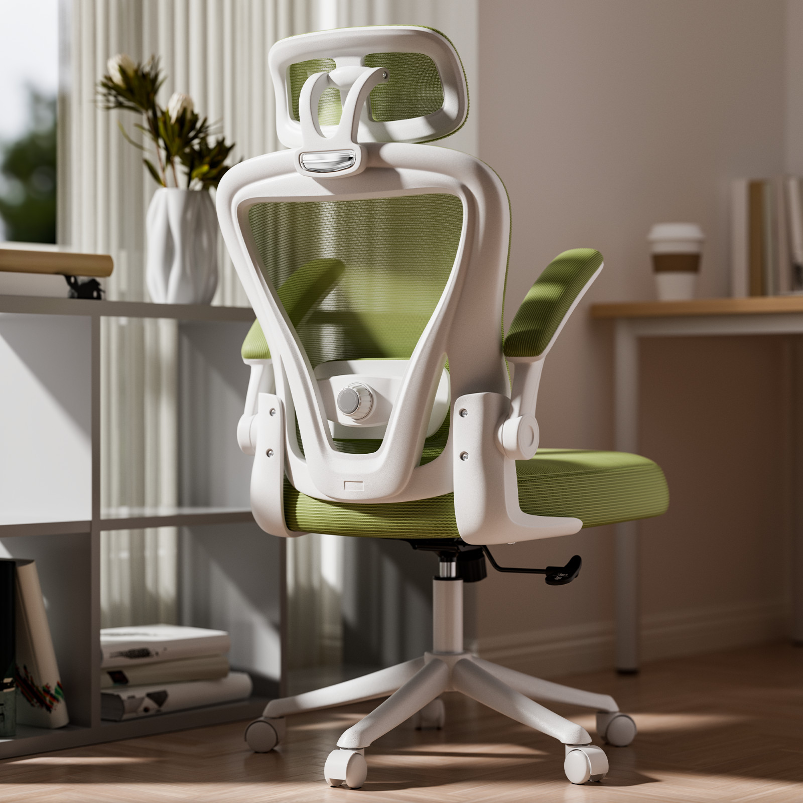 Computer Office Chair with Flip-up Arm Swivel Chairs Mesh Ergonomic Desk Chair