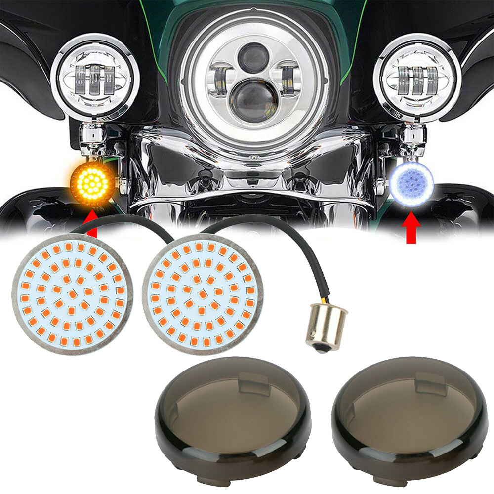 LED Turn Signal Light Smoke Lens For Harley Street Glide Road King Ultra Classic