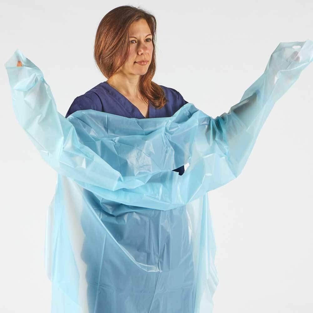 150ct case Polyethylene Level 1 Disposable Non-Surgical Isolation Gowns Blue