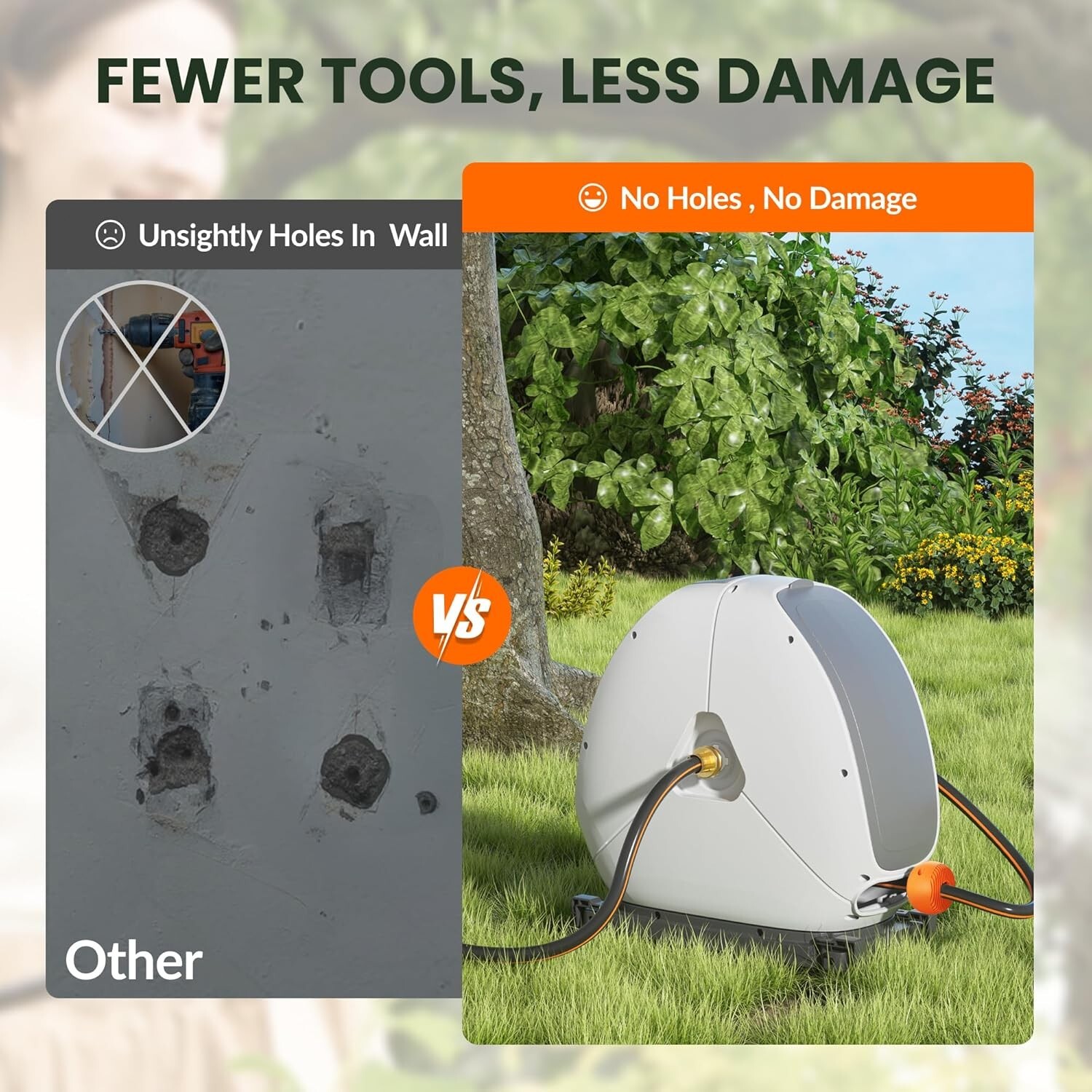 Giraffe Tools Retractable Garden Hose Reel 5/8 x 92FT Ground Mount