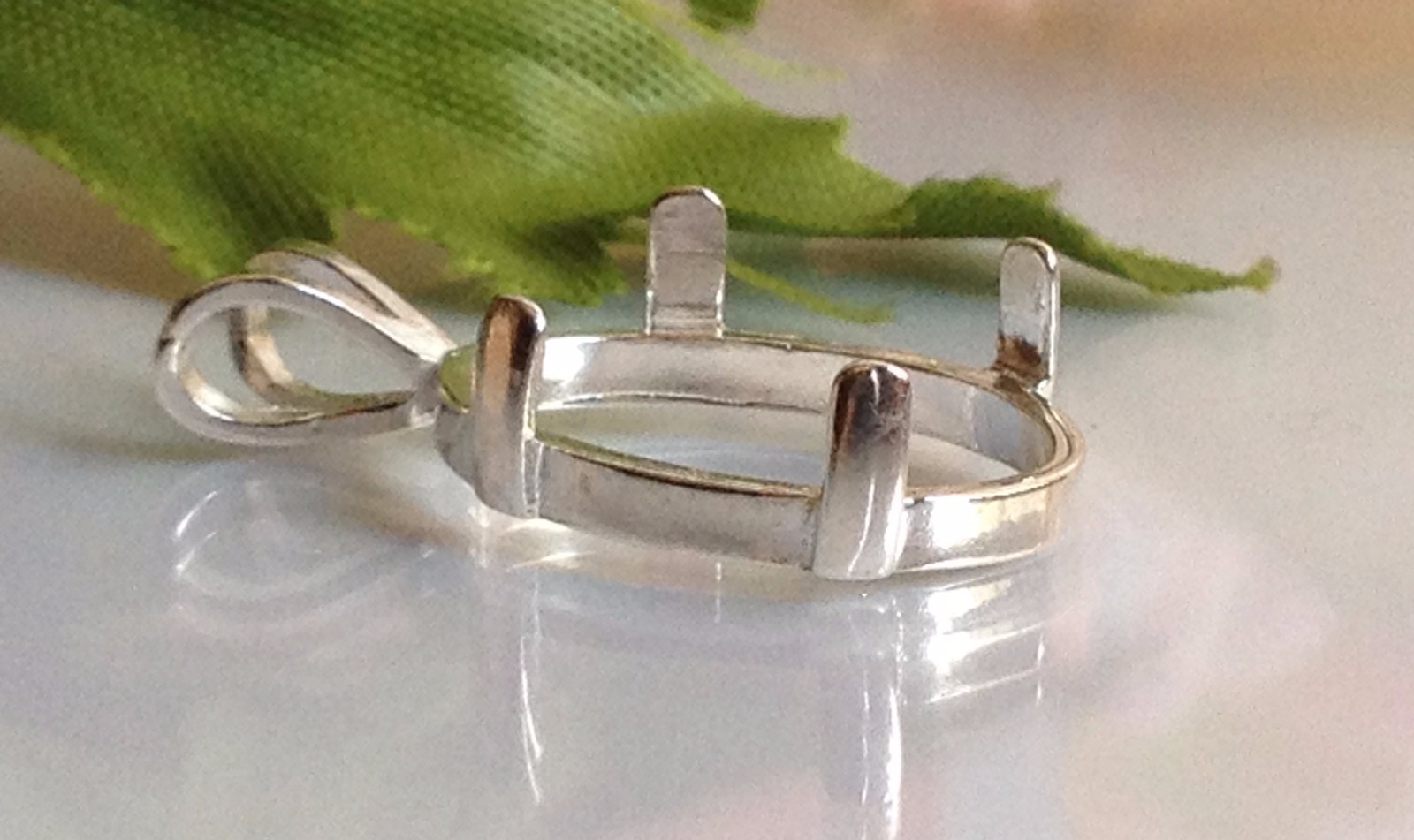 Sterling Silver Oval Cabochon Pre-Notched Pendant Setting (6x4-22x10mm)