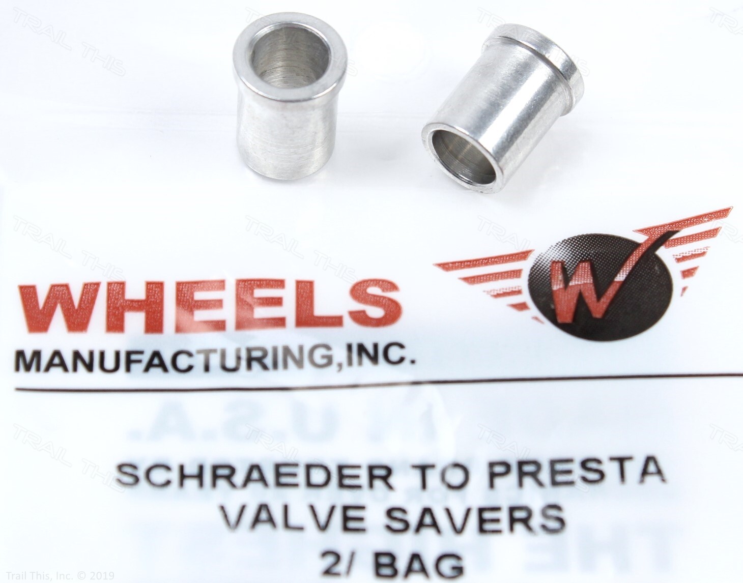 (2) Two Wheels Mfg Presta Valve Saver 11mm Schrader Bike Rim Hole Alloy Adapters