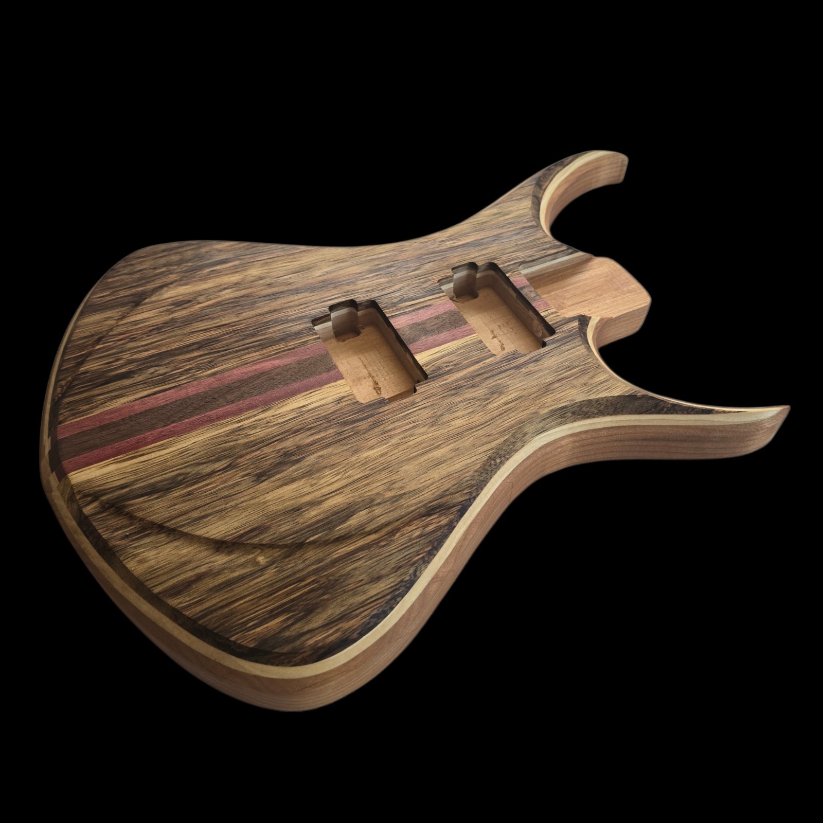 Alembic Style Custom Guitar Body 1 of a Kind Handmade Black Limba/Alder Luthier