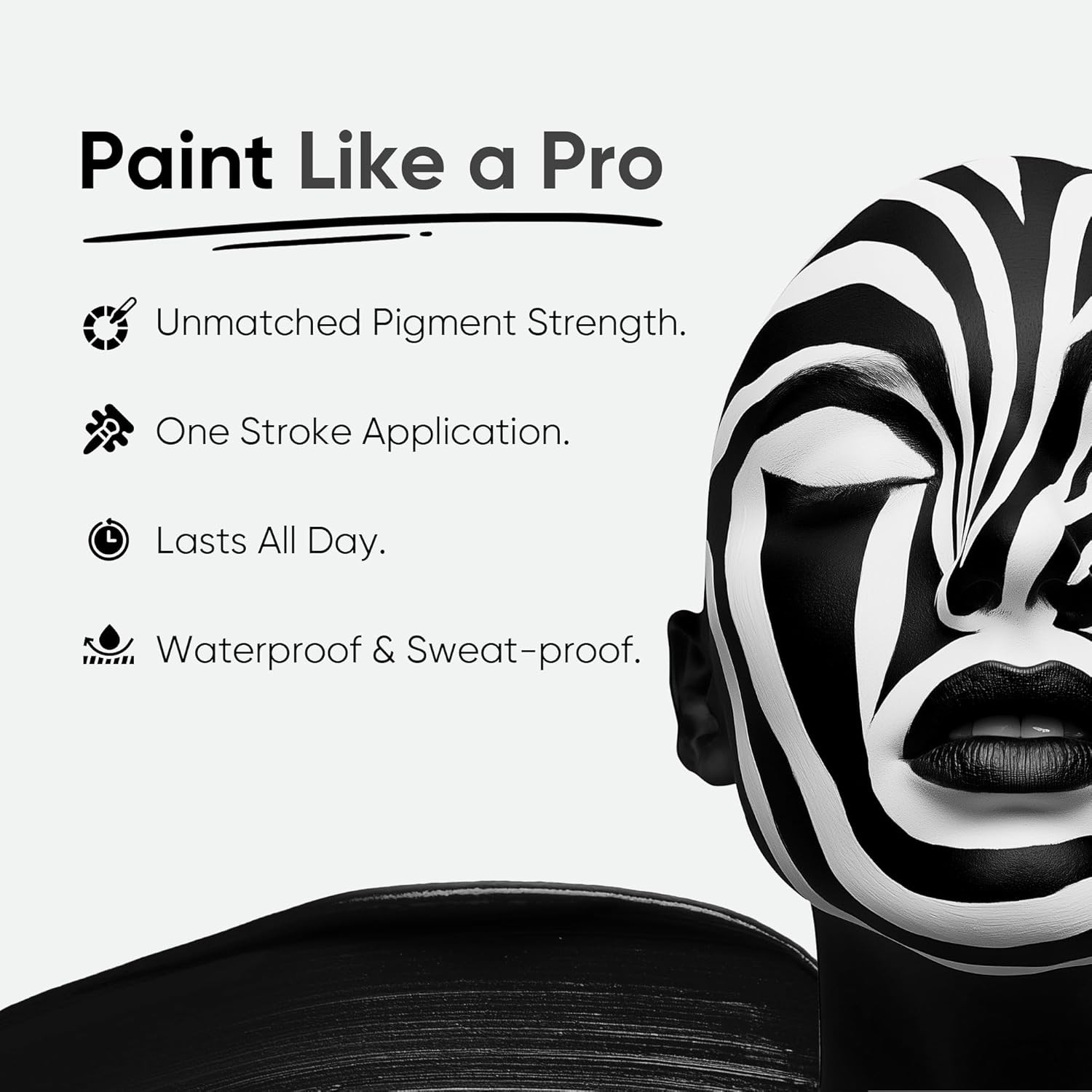 PRO Black Face Paint Stick - Waterproof Body Paint for Adults & Kids Eye Black B