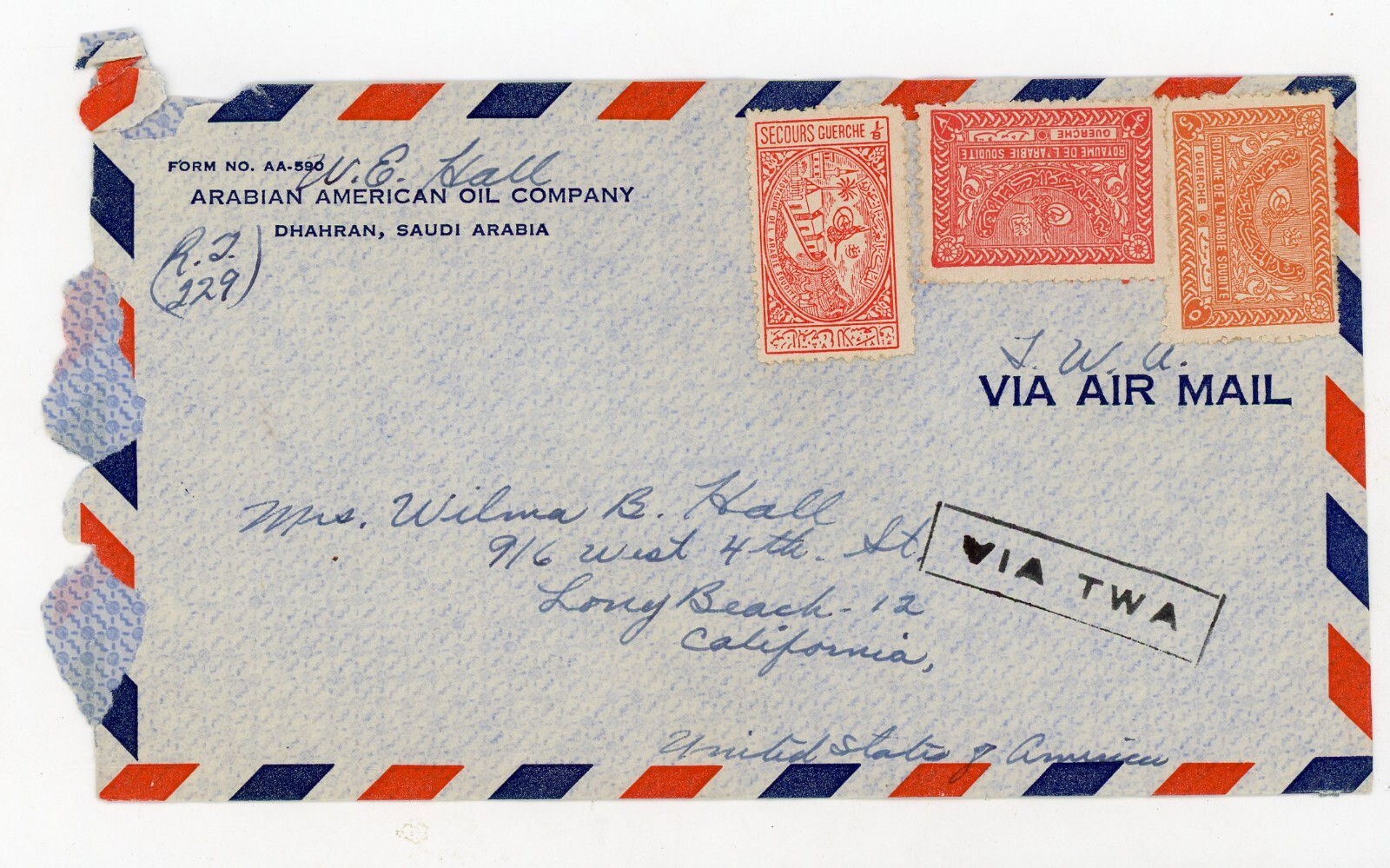 5 Airmail Stamp Covers Saudi Arabia Middle East 1934–2000 CA Scranton PA