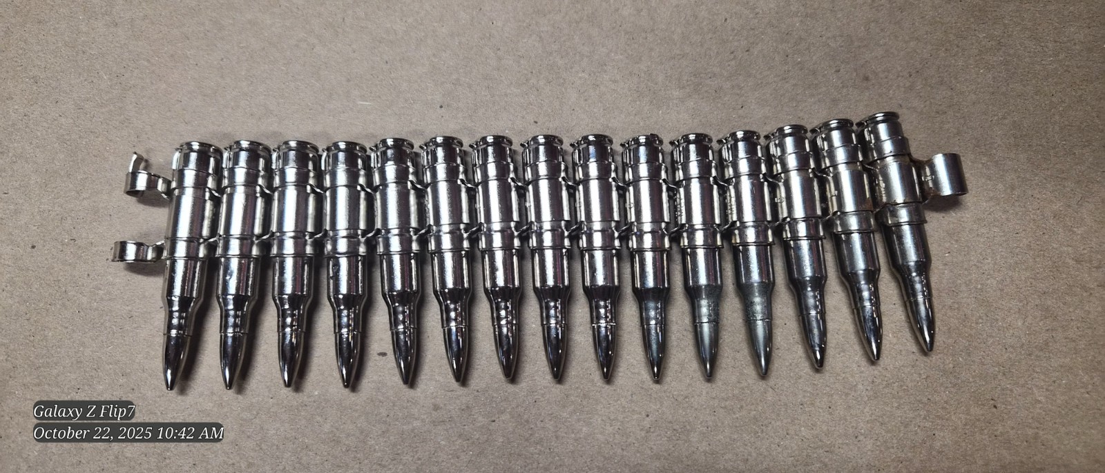 Metal Bullet Belt - Nickel & Copper -Real-Full Metal Jacketed bullets.