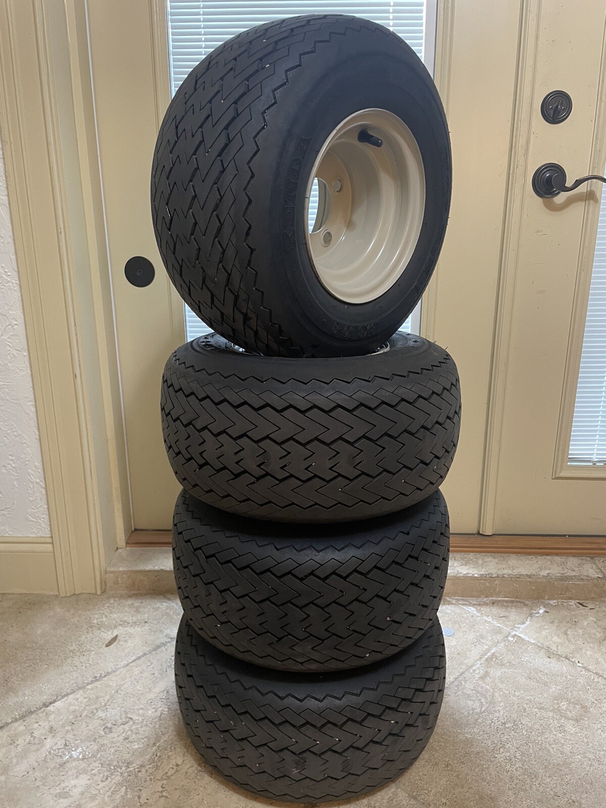 Set Of 4 - Kenda 18X8.50-8 Take Off Golf Cart OEM Tires & Wheels - 80%+ Tread