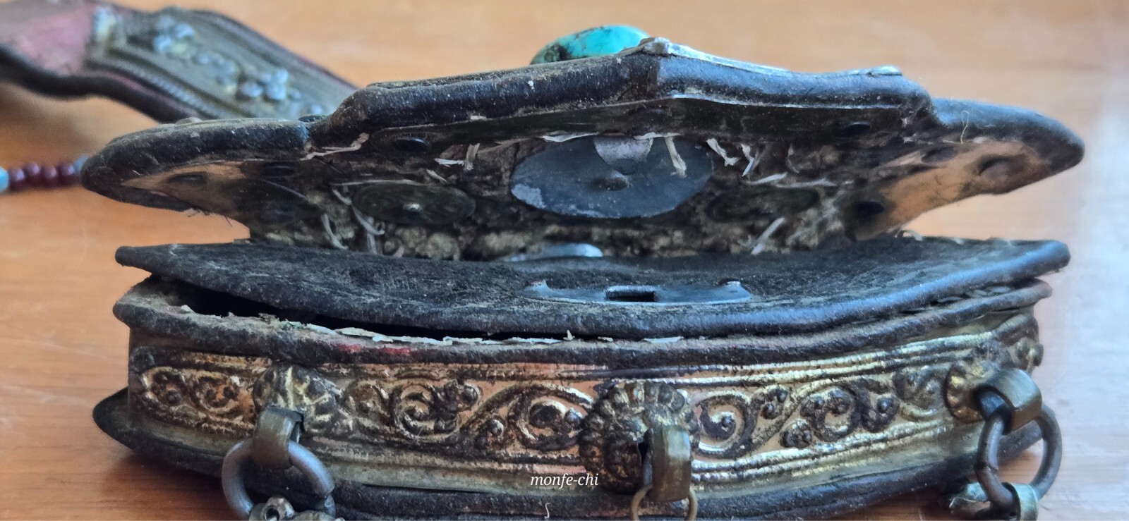 Antique Tibetan Flint Pouch Mechag Chuckmuck Case Tibet Beads