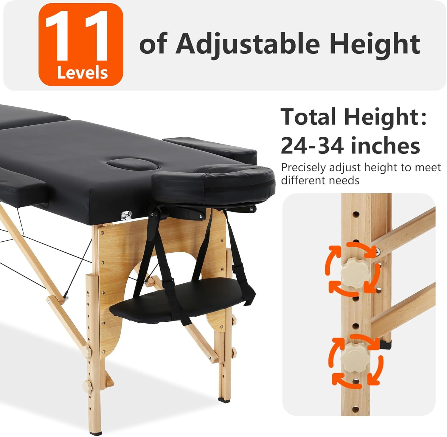 Massage Bed Portable Massage Table 2 Fold Lash Bed Adjustable Salon Bed SpaTable